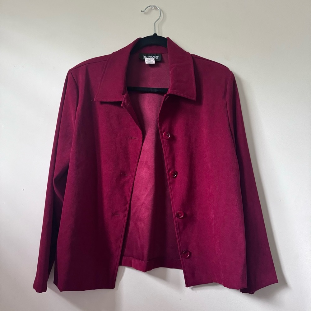 BRIGGS New York Petite Women’s Button Up Jacket (w/ Shoulder Pads)
